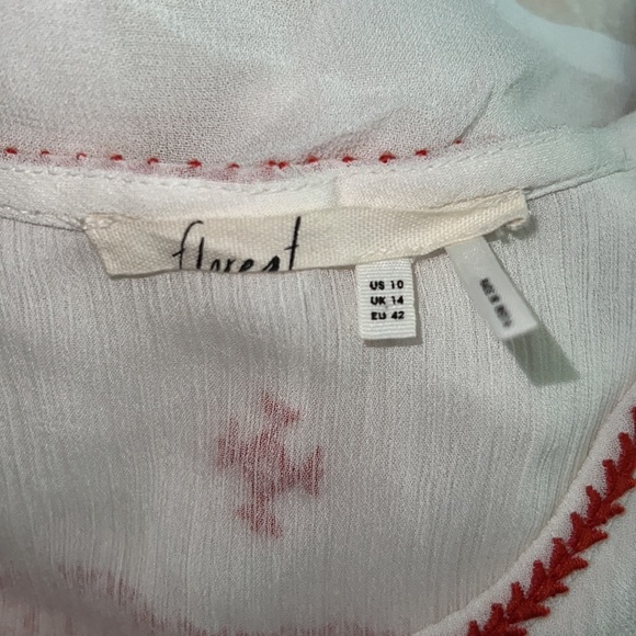 Floreat White Long Flared Sleeve Top with Red Embroidery - Picture 7 of 8